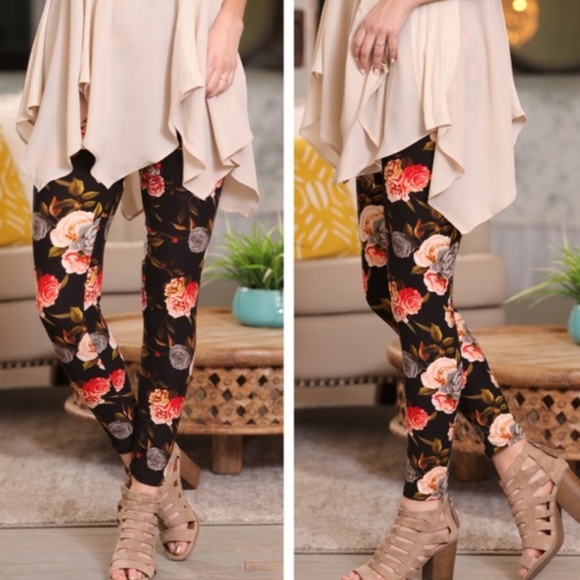 Infinity Raine Pants - Rose Floral Print Leggings